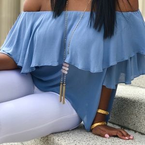 Flowing off the shoulder top